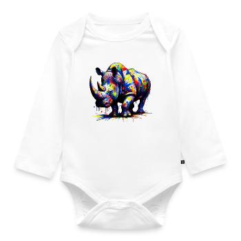 Rhinoceros - Organic Longsleeve Baby Bodysuit - white - Front