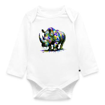 Rhinoceros - Organic Longsleeve Baby Bodysuit - white - Front