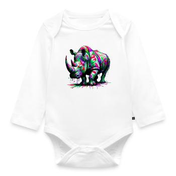 Rhinoceros - Organic Longsleeve Baby Bodysuit - white - Front