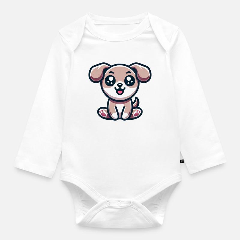 cute dog - Body Bébé bio manches longues - blanc