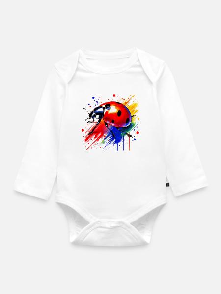 Marienkäfer - Baby Bio-Langarm-Body - Weiß