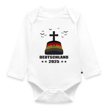 Deutschland Grab 2025 - Baby Bio-Langarm-Body - Weiß - Vorne