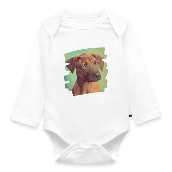 Rhodesian Ridgeback - Baby Bio-Langarm-Body - Weiß - Vorne