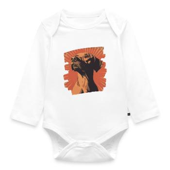 Rhodesian Ridgeback - Baby Bio-Langarm-Body - Weiß - Vorne