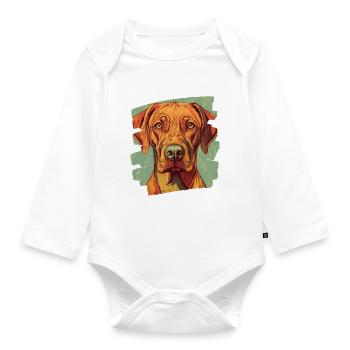 Rhodesian Ridgeback - Baby Bio-Langarm-Body - Weiß - Vorne