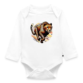 Cheetah - Organic Longsleeve Baby Bodysuit - white - Front
