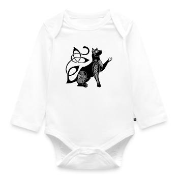 Chat noir celte - Body Bébé bio manches longues - blanc - Devant