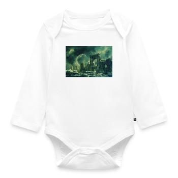 Ruined Landscape Illustration Poster - Organic Longsleeve Baby Bodysuit - white - Front