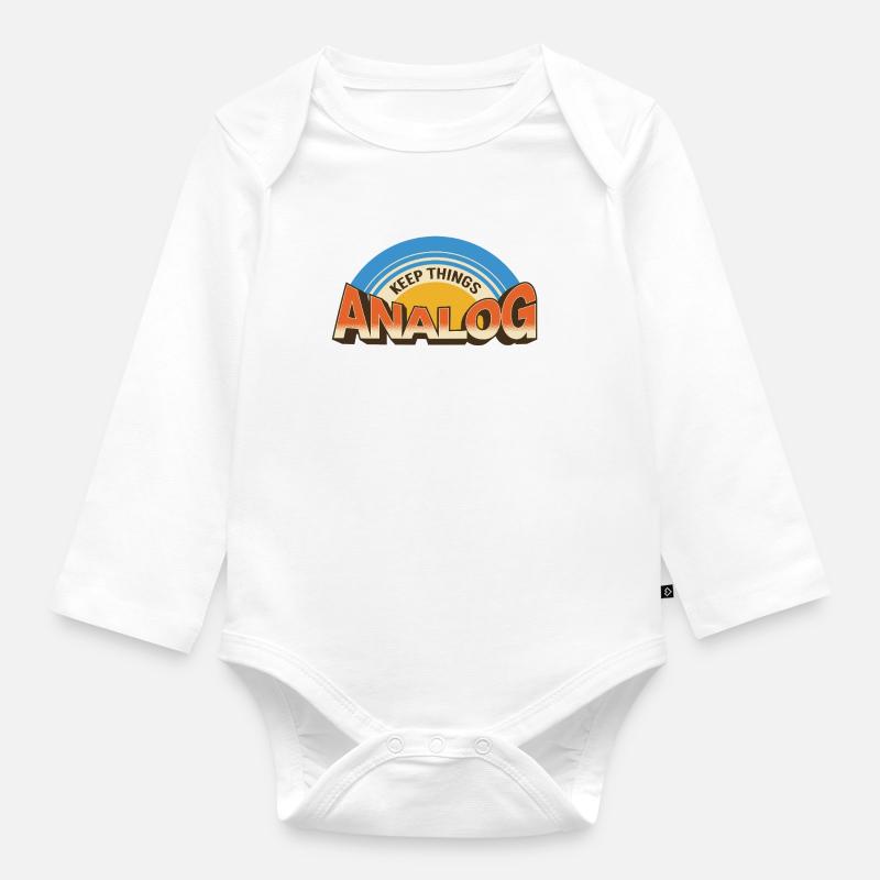 Keep Things Analog – Retro Tech Statement - Organic Longsleeve Baby Bodysuit - white