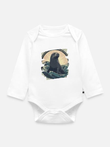 Robbe - Baby Bio-Langarm-Body - Weiß