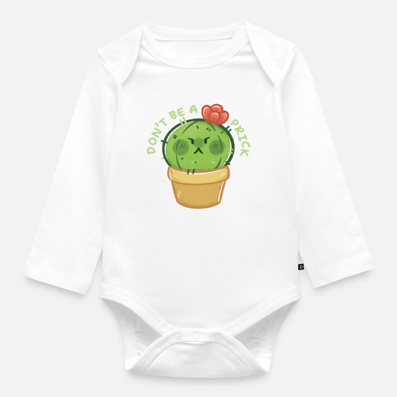 Cactus avec du caractère - Ne soyez pas un - Body Bébé bio manches longues - blanc