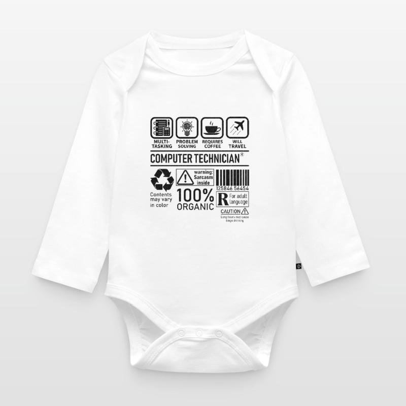 Computer Technician multi tasking problem solving Organic Longsleeve Baby Bodysuit
