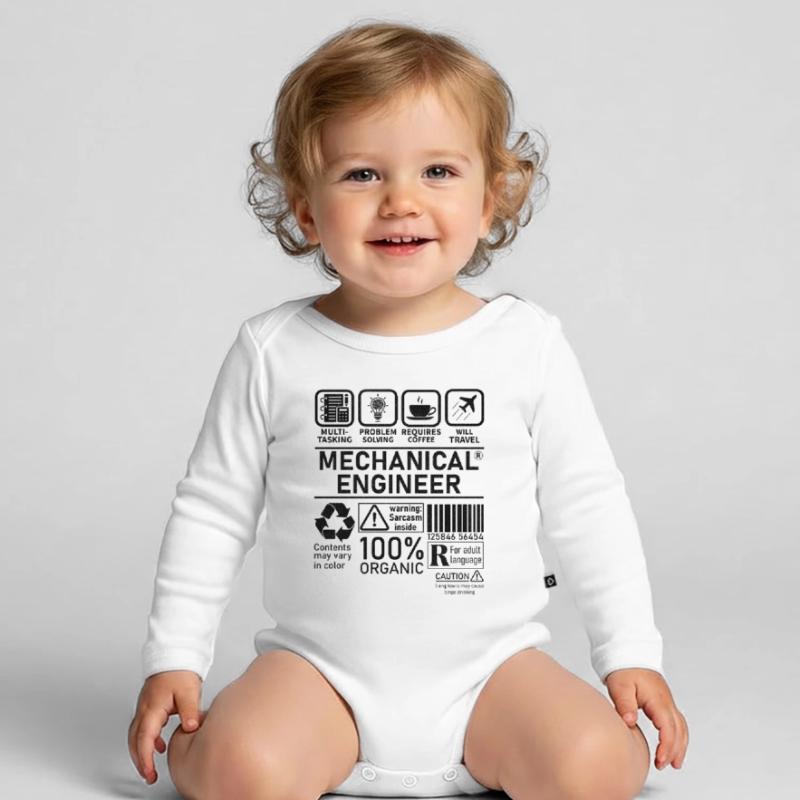 Mechanical Engineer multi tasking problem solving Organic Longsleeve Baby Bodysuit