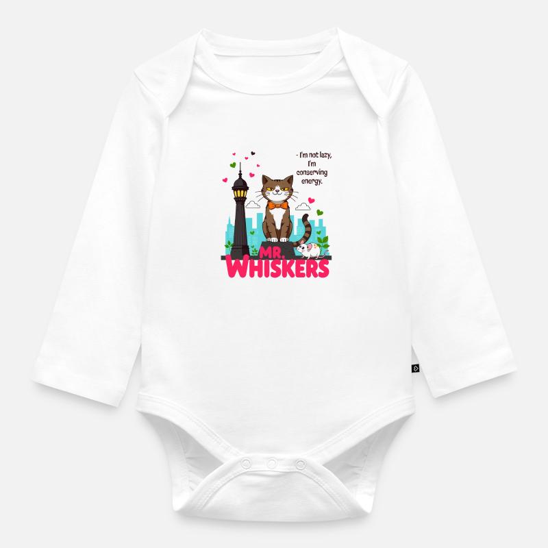 Mr Whiskers - Body Bébé bio manches longues - blanc