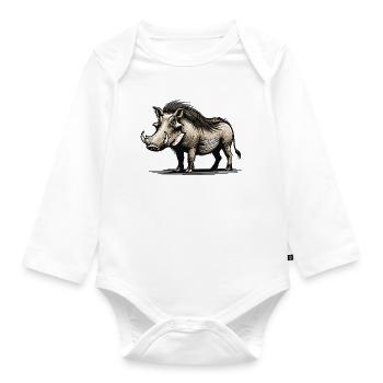 Warzenschwein - Baby Bio-Langarm-Body - Weiß - Vorne