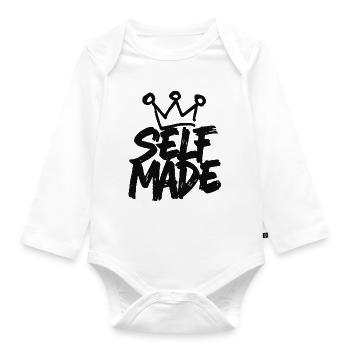 Self Made - Handwritten Motivation Design - Organic Longsleeve Baby Bodysuit - white - Front
