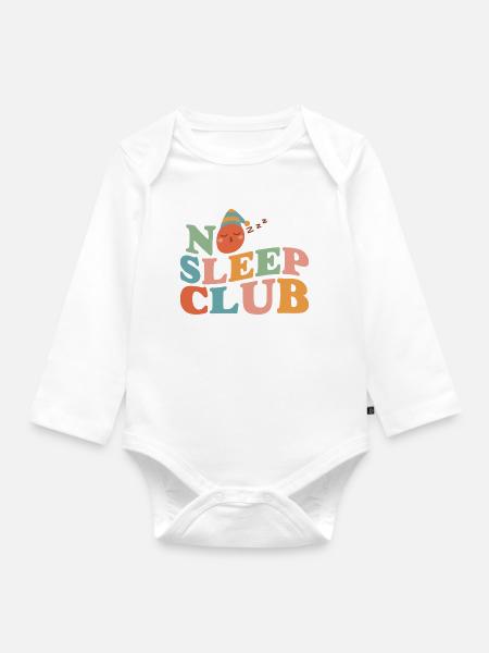 No Sleep Club Eltern-Edition - Baby Bio-Langarm-Body - Weiß
