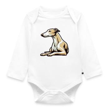 Windhund - Baby Bio-Langarm-Body - Weiß - Vorne