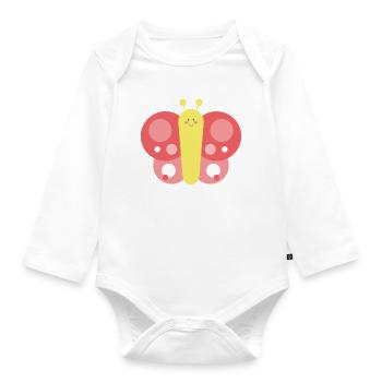 Zarter und stilisierter Schmetterling - Baby Bio-Langarm-Body - Weiß - Vorne