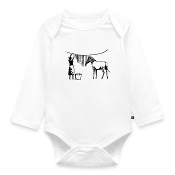 Lustige Zebrastreifen - Baby Bio-Langarm-Body - Weiß - Vorne