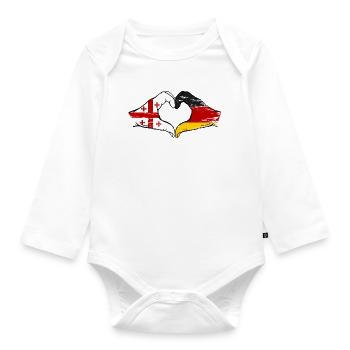 Géorgie Allemagne Drapeau Mains Coeur Forme utilisation - Body Bébé bio manches longues - blanc - Devant