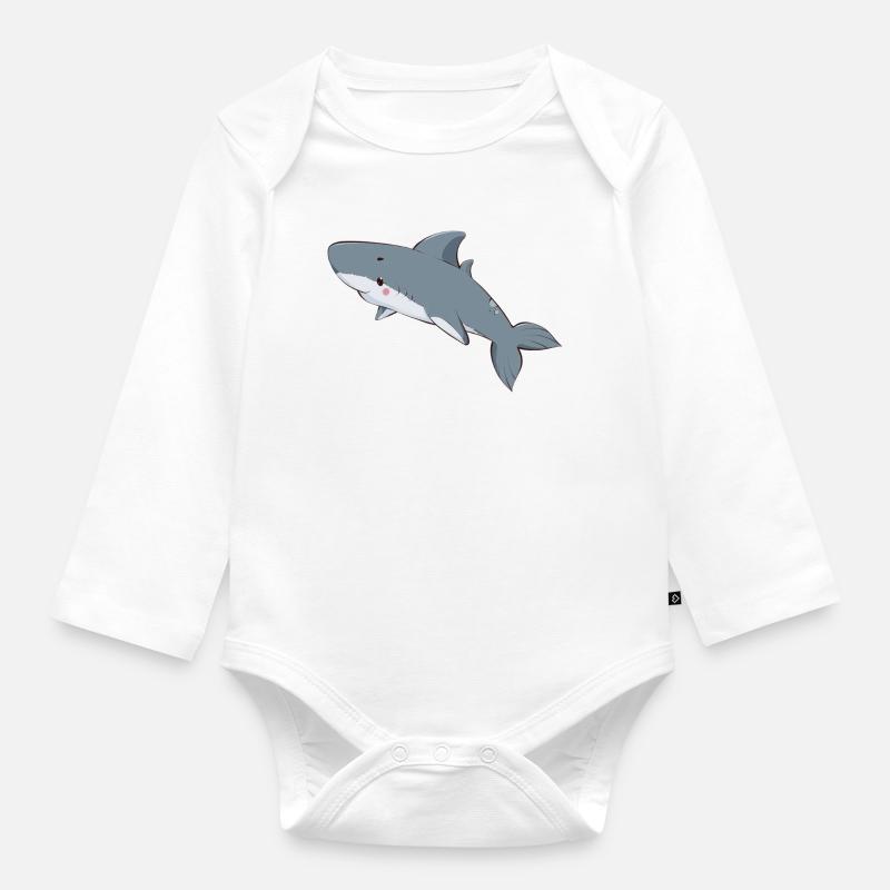 Hai - Baby Bio-Langarm-Body - Weiß
