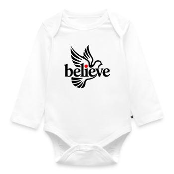 believe pigeon - Organic Longsleeve Baby Bodysuit - white - Front