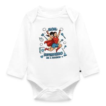 Mère, super-héroïne en mission ! - Body Bébé bio manches longues - blanc - Devant