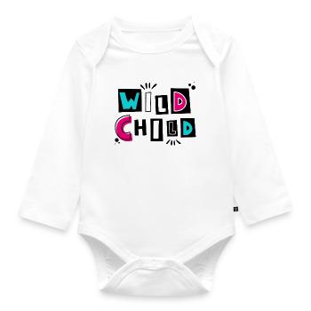 Wild Child - Designed for little whirlwinds - Organic Longsleeve Baby Bodysuit - white - Front