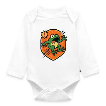 Panikfrosch-Abzeichen - Baby Bio-Langarm-Body - Weiß - Vorne