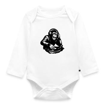 DJ The Monkey Dance Banksy Style - Organic Longsleeve Baby Bodysuit - white - Front