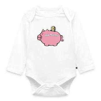 Sparschwein der alten Schule - Baby Bio-Langarm-Body - Weiß - Vorne
