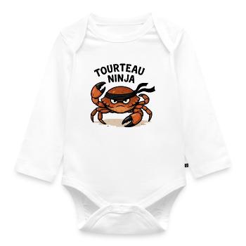 Ninja Crab - Organic Longsleeve Baby Bodysuit - white - Front