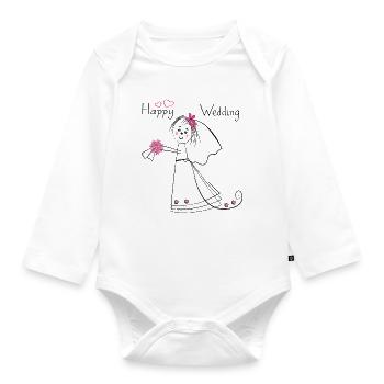 Happy Wedding Hochzeit - Baby Bio-Langarm-Body - Weiß - Vorne