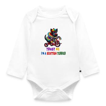 Clown Terrier auf Dreirad - Baby Bio-Langarm-Body - Weiß - Vorne