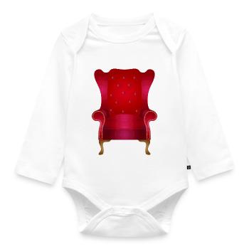 Roter Vintage Ohrensessel – Luxuriöse Eleganz - Baby Bio-Langarm-Body - Weiß - Vorne
