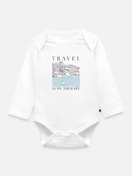 Reise ist meine Therapie - Baby Bio-Langarm-Body - Weiß