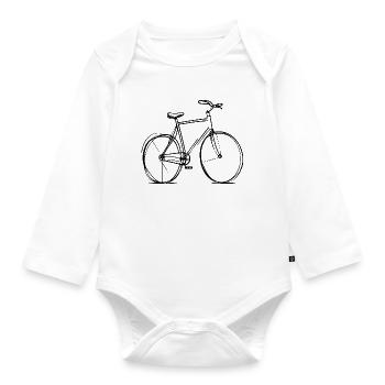 Bicycle Line Drawing - Organic Longsleeve Baby Bodysuit - white - Front