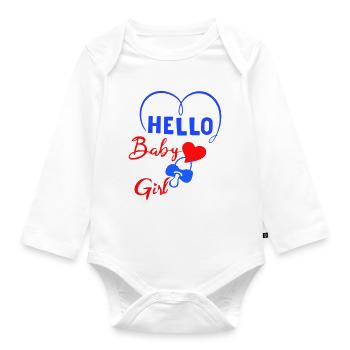 Hello Baby Girl - Baby Bio-Langarm-Body - Weiß - Vorne