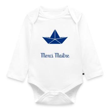 MASTER. MASTER. THANK YOU. THANK YOU, MASTER. MASTER - Organic Longsleeve Baby Bodysuit - white - Front