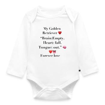 Free Retriever with Heart and Facial Expression - Organic Longsleeve Baby Bodysuit - white - Front