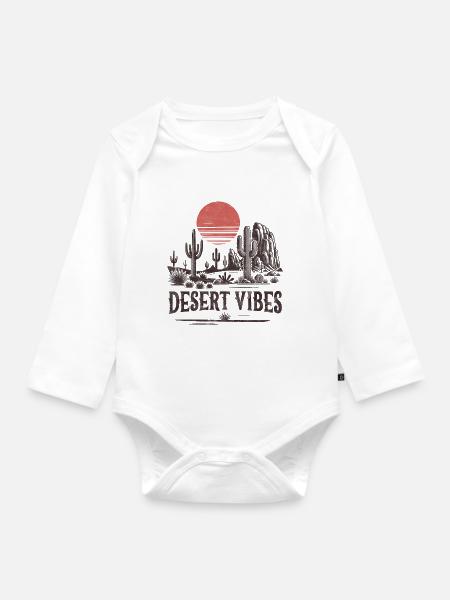 Wüsten-Vibes - Baby Bio-Langarm-Body - Weiß
