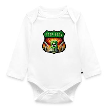 Stop Atom Crest Design - Organic Longsleeve Baby Bodysuit - white - Front