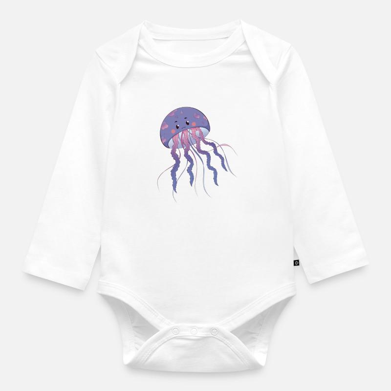 Méduse - Body Bébé bio manches longues - blanc
