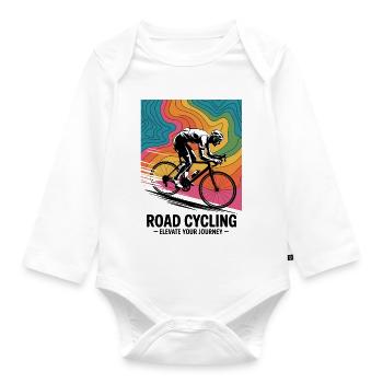 1970s Road Cycling – Retro Map Tee - Organic Longsleeve Baby Bodysuit - white - Front
