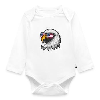 with flag in glasses - Organic Longsleeve Baby Bodysuit - white - Front