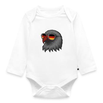 German Eagle with flag in DE glasses - Organic Longsleeve Baby Bodysuit - white - Front