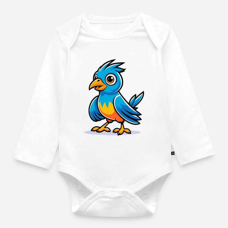 Oiseau bleu - Body Bébé bio manches longues - blanc