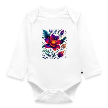 Electric Bloom - Organic Longsleeve Baby Bodysuit - white - Front