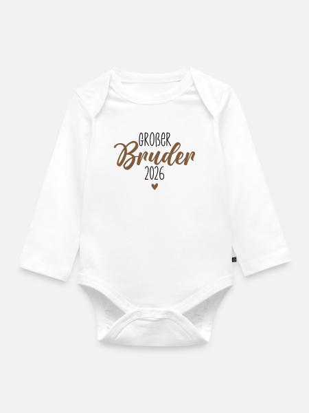 Großer Brudertitel 2026 Design - Baby Bio-Langarm-Body - Weiß